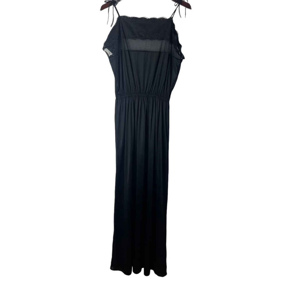 CATTANI Women’s Black Lingerie Slip Dress Size M Vintage Glam Grandma Core Party